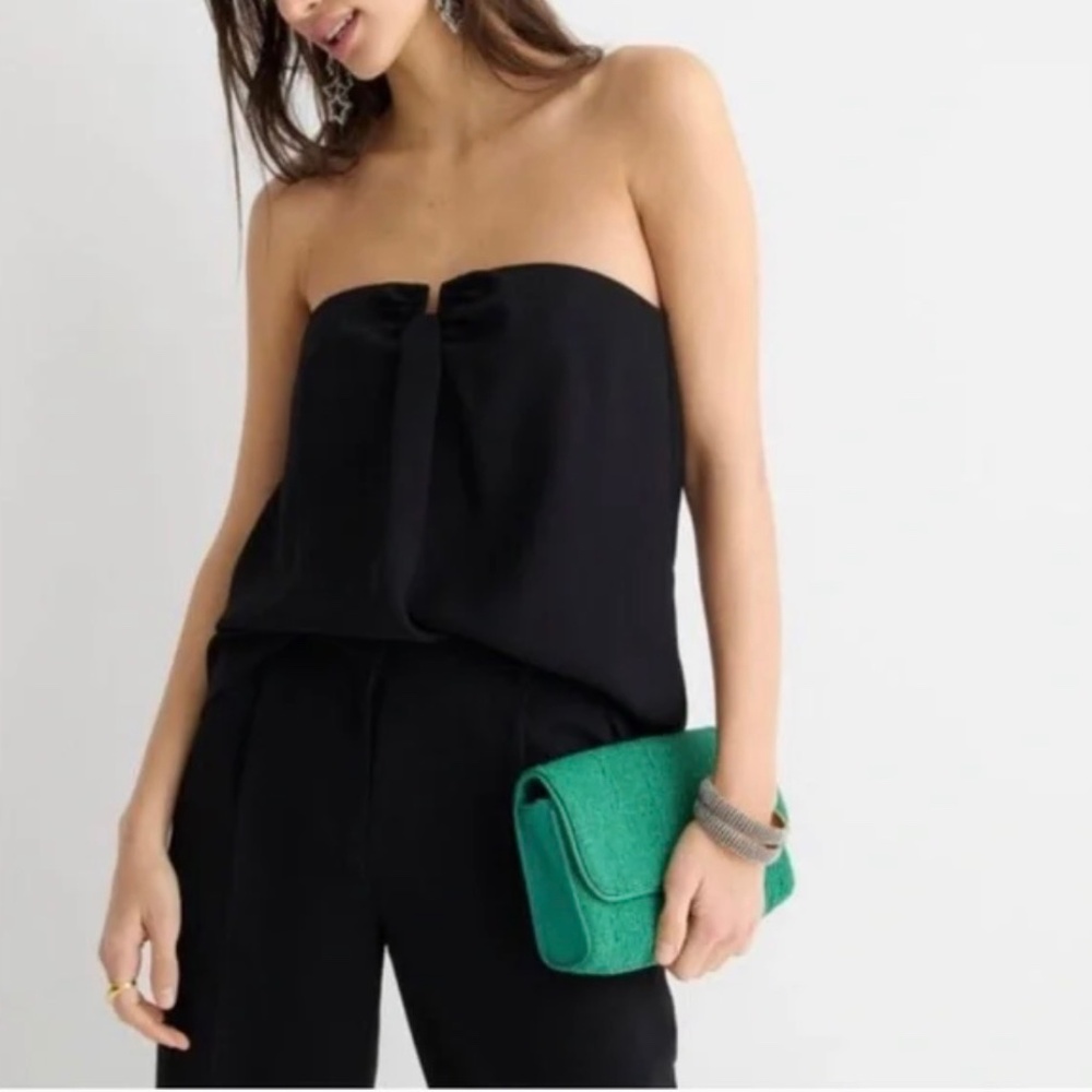 J Crew NWOT Strapless Black Drapey Crepe Tube Top Party Glam SZ 4